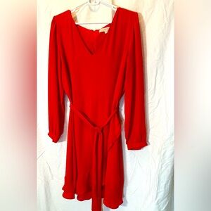 Ladies Red Midi Dress LOFT size 12 regular